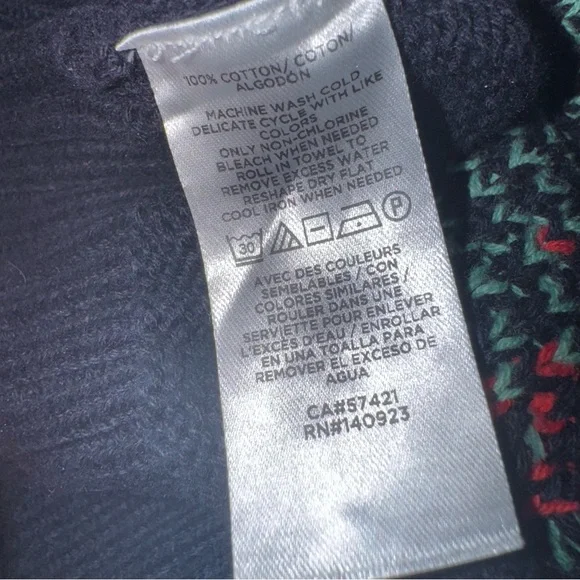 LOFT Strawberry V-Neck Sweater in Navy Blue Size X-Small - Picture 10 of 10